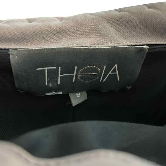 Theia Satin Mermaid Dress Strapless Sweetheart Iridescent Ruched Floor Length Fo - Picture 9 of 11